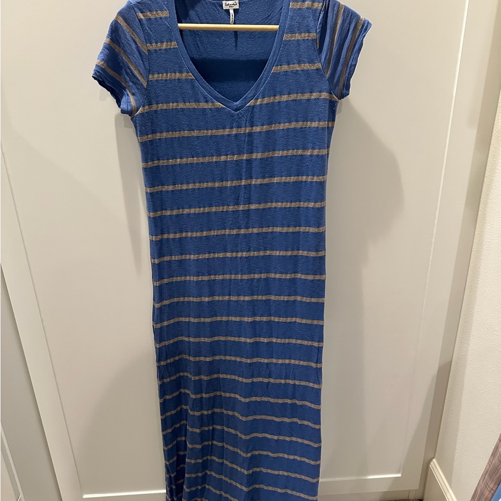 Splendid Blue Striped V-Neck Maxi Dress